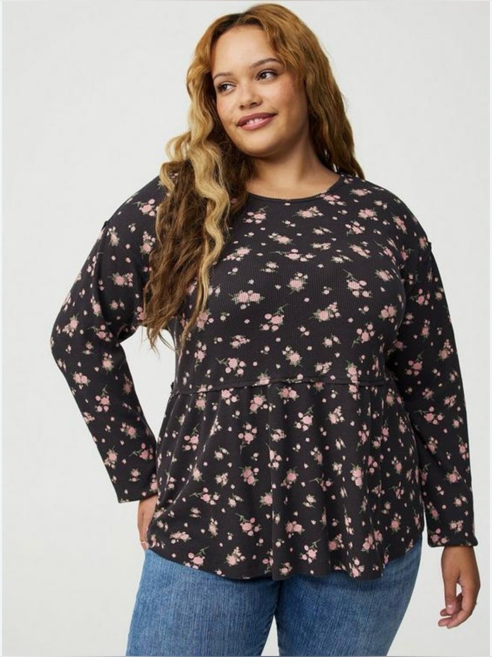 Torrid floral print thermal babydoll top